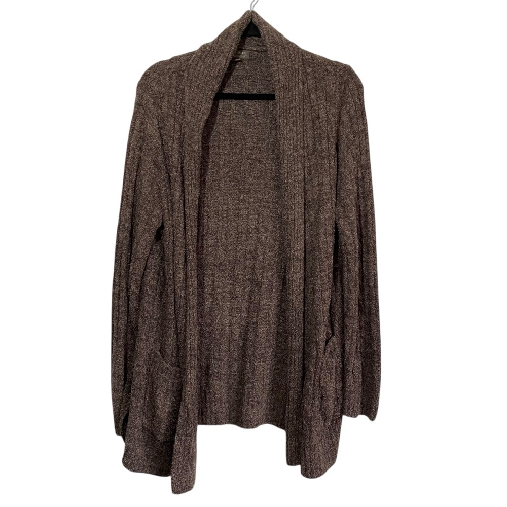 Barefoot Dreams CozyChic Lite open-front cardigan in a brown "Java" color Large